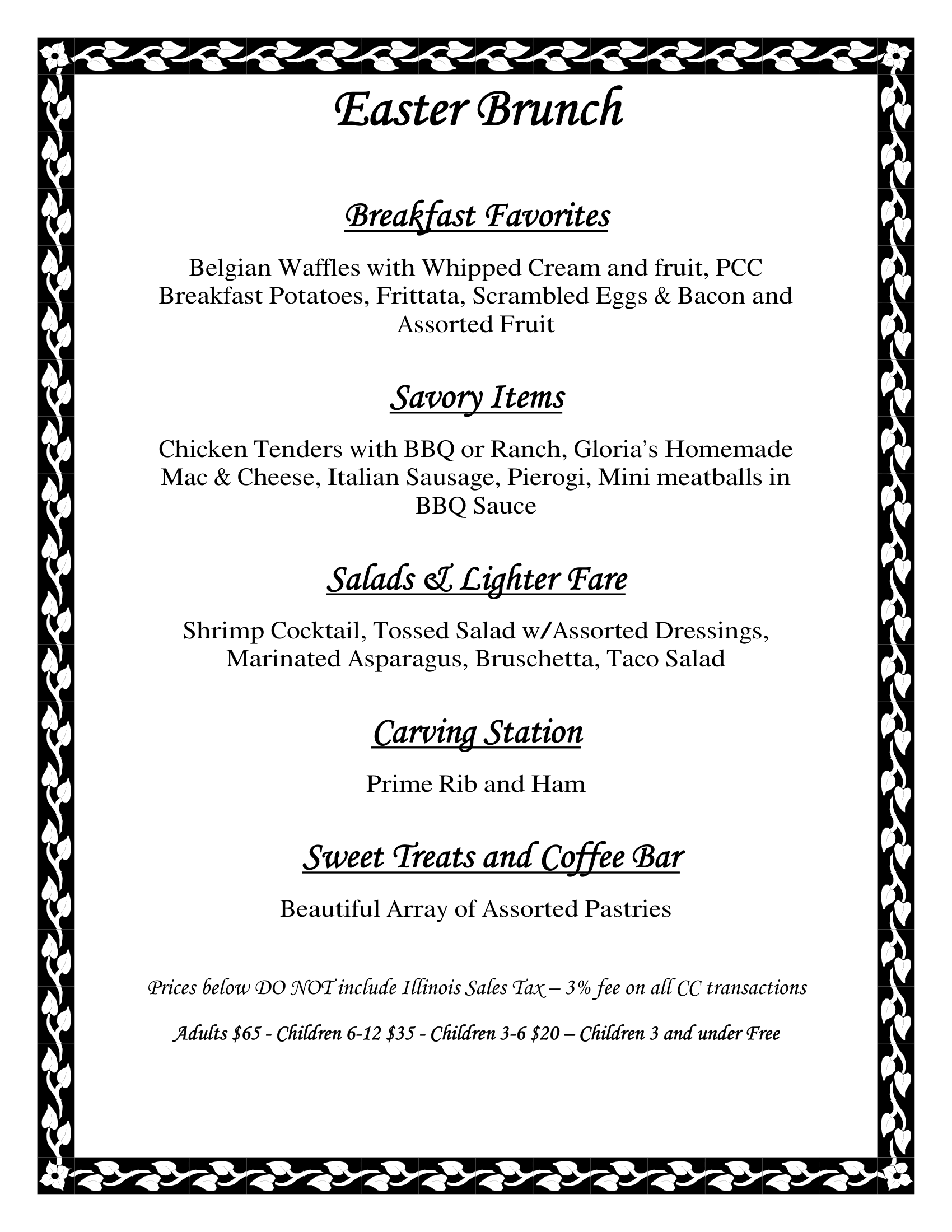 2026 Easter Brunch Menu